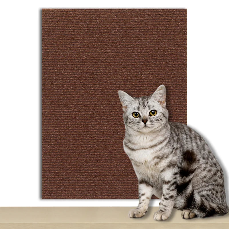 Brown durable cat scratch mat by TrendyPet's Zone, trimmable and self-adhesive, designed to protect furniture from scratching.