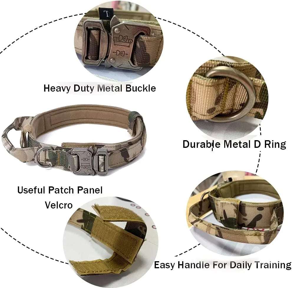 Camouflage Durable Tactical Dog Collar Leash Set Military Pet Collars Heavy Duty For Dogs Training Accessories - TrendyPet's Zone