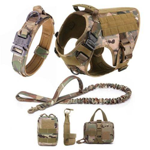Camouflage Durable Nylon Tactical Dog Harness Collar Leash Set - TrendyPet's Zone