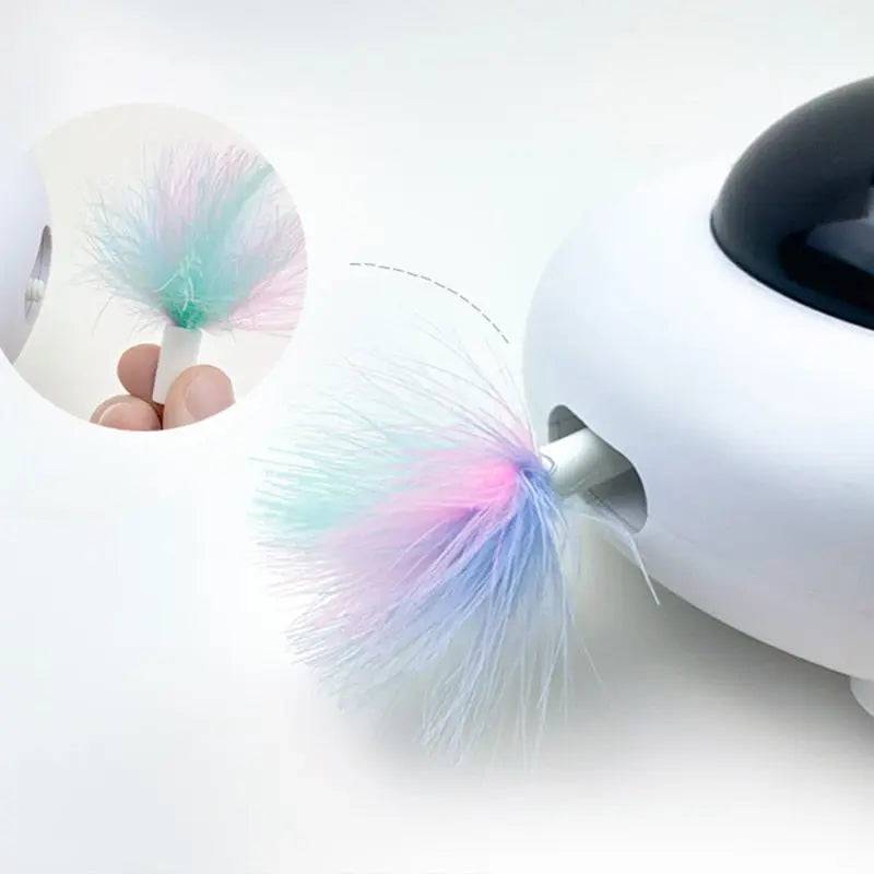Cat Toy Smart Teaser Pet Turntable Catching Training USB Charging Interactive Auto Replacement Feather - TrendyPet's Zone