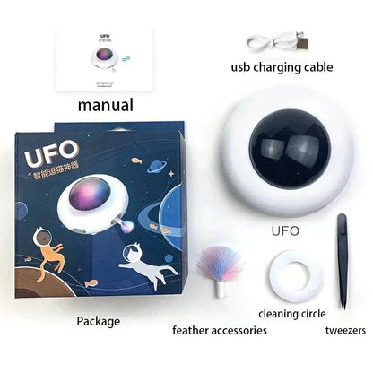 Cat Toy Smart Teaser Pet Turntable Catching Training USB Charging Interactive Auto Replacement Feather - TrendyPet's Zone