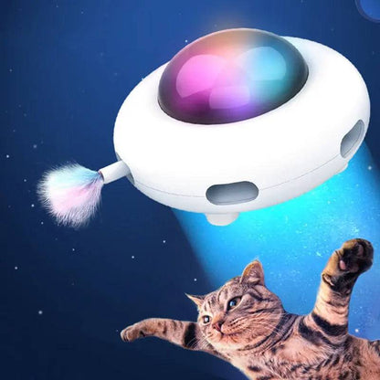 Cat Toy Smart Teaser Pet Turntable Catching Training USB Charging Interactive Auto Replacement Feather - TrendyPet's Zone