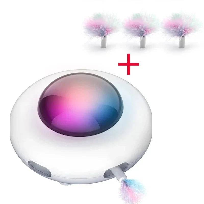 Cat Toy Smart Teaser Pet Turntable Catching Training USB Charging Interactive Auto Replacement Feather - TrendyPet's Zone