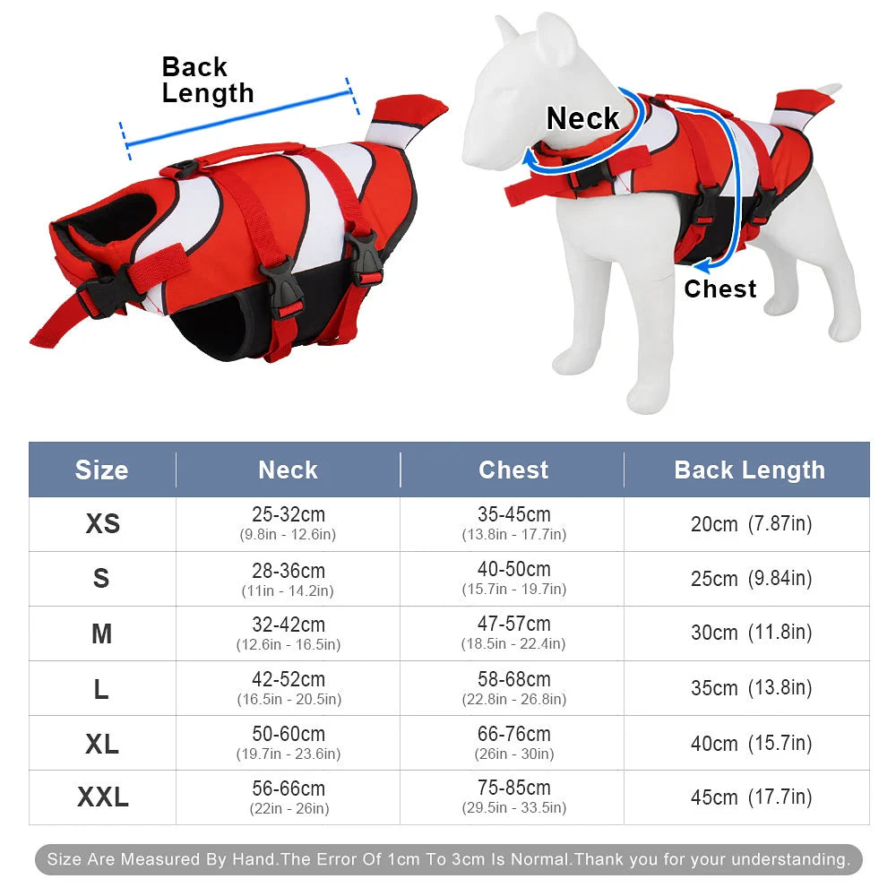 Blue clown fish-themed dog life jacket with adjustable straps, designed for swimming and safety for pets by TrendyPet's Zone.