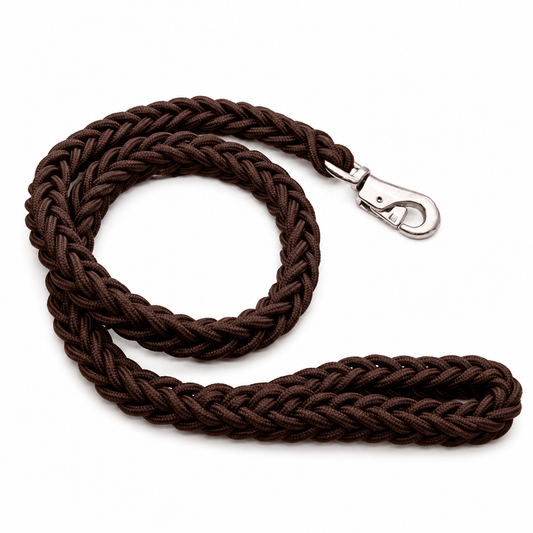 Cozy coffee-colored nylon dog leash with double-row design, adjustable collar for medium to large dogs by TrendyPet's Zone