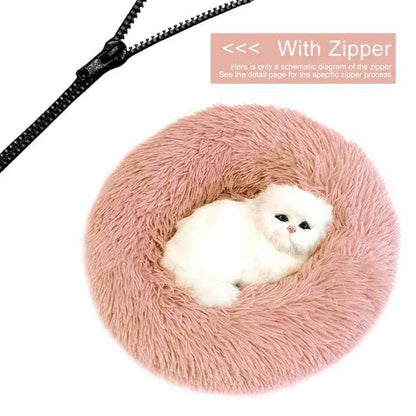 Dark Beige Detachable Dog & Cat Bed With Zipper Round Mat Thicken Plush - TrendyPet's Zone