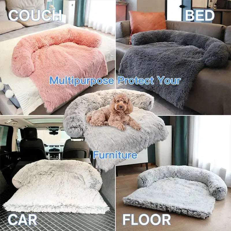 Dark Gray Washable Removable Plush Pet Dog Bed Sofa House Mat Kennel Winter Warm Bed Pad Washable Dog Cushion Blanket Sofa Cover TRENDYPET'S ZONE