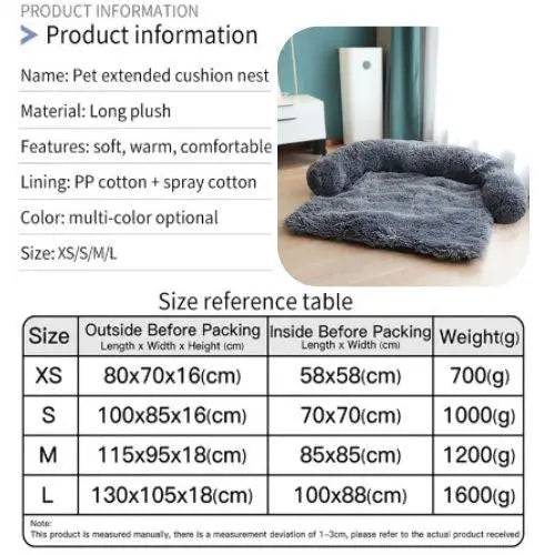 Dark Gray Washable Removable Plush Pet Dog Bed Sofa House Mat Kennel Winter Warm Bed Pad Washable Dog Cushion Blanket Sofa Cover TRENDYPET'S ZONE