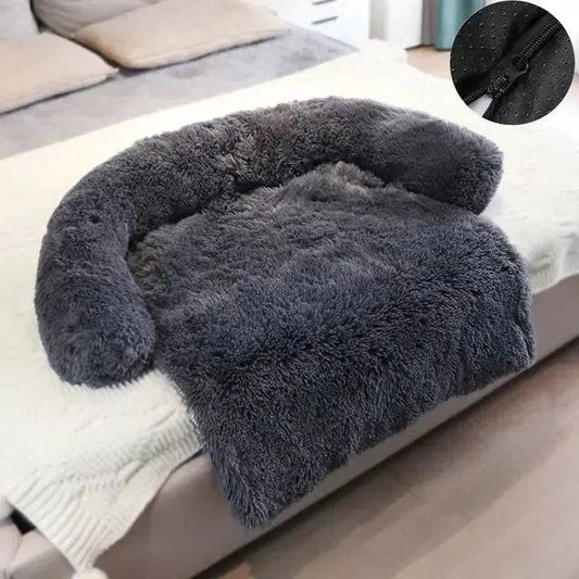 Dark Gray Washable Removable Plush Pet Dog Bed Sofa House Mat Kennel Winter Warm Bed Pad Washable Dog Cushion Blanket Sofa Cover TRENDYPET'S ZONE