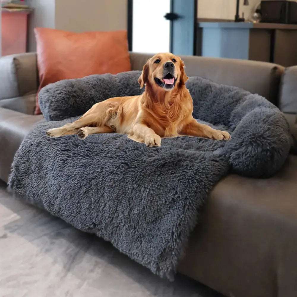 Dark Gray Washable Removable Plush Pet Dog Bed Sofa House Mat Kennel Winter Warm Bed Pad Washable Dog Cushion Blanket Sofa Cover TRENDYPET'S ZONE