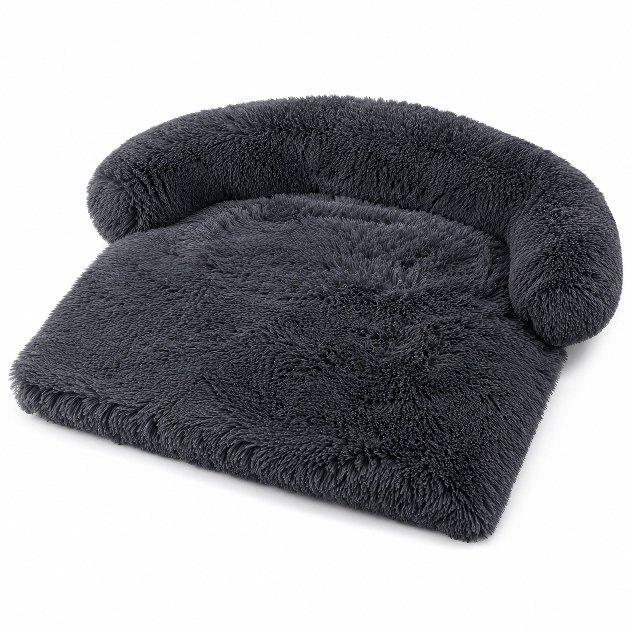 Dark gray washable plush dog bed and sofa mat by TrendyPet's Zone, winter warm cushion with removable cover for pets.