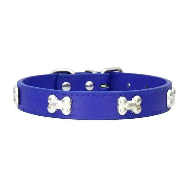 Deep Blue Pet Dog Collar Bone Leather Durable Pet Supplies Accessories Neck Strap Collar for Dog Puppy Pug Collars for Small Large Dogs - TrendyPet's Zone