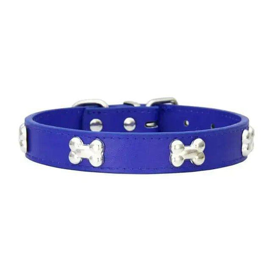 Deep Blue Pet Dog Collar Bone Leather Durable Pet Supplies Accessories Neck Strap Collar for Dog Puppy Pug Collars for Small Large Dogs - TrendyPet's Zone