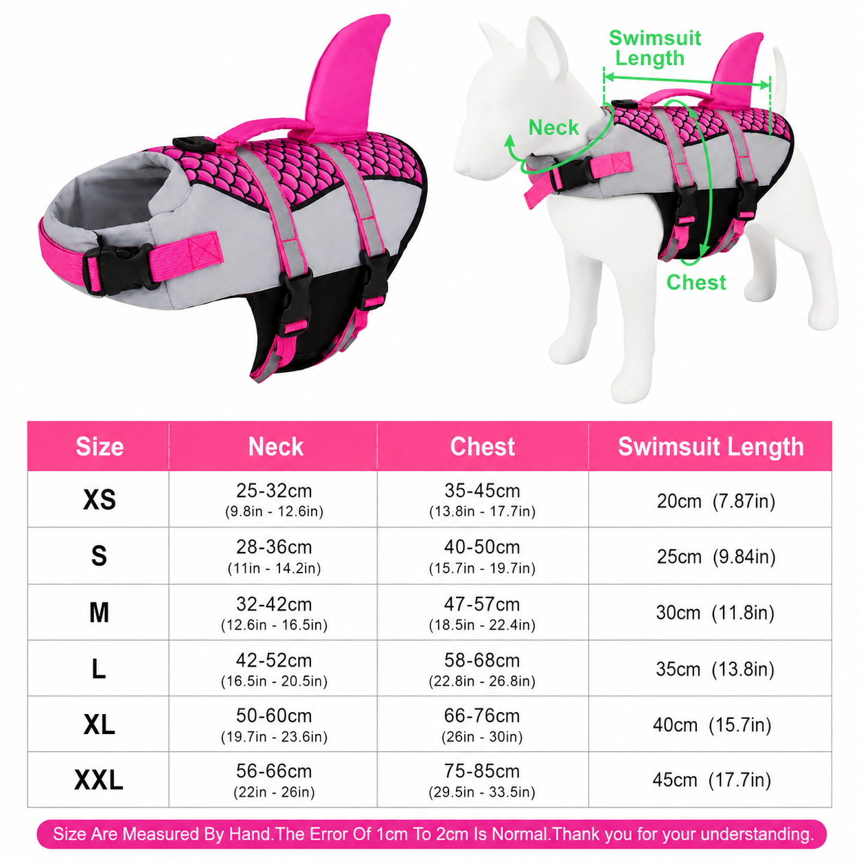 Dog wearing Pet Life Jacket Vest in shark swimwear design, available in XS to XXL sizes, by TrendyPet's Zone.