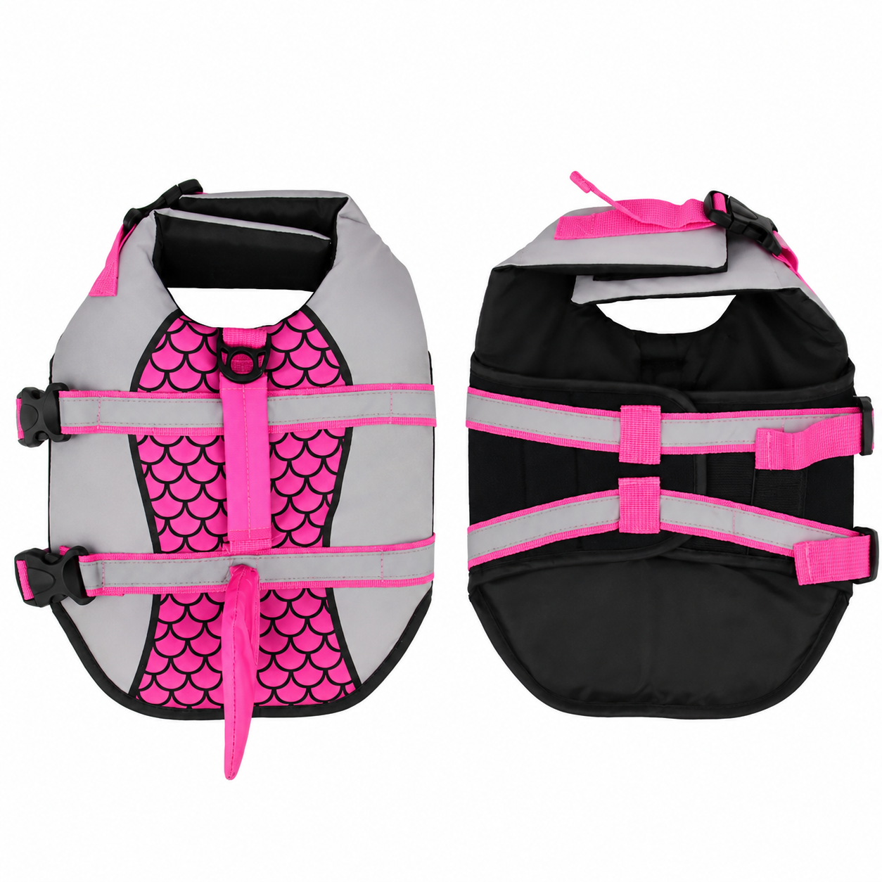 Dog wearing Pet Life Jacket Vest in shark swimwear design, available in XS to XXL sizes, by TrendyPet's Zone.