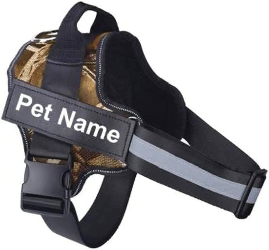 Fallen leaves Dog Harness No Pull Reflective Breathable Pet Harness With Name For Dogs Custom Patch Adjustable Outdoor Walking Dog Supplies - TrendyPet's Zone