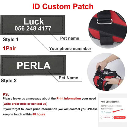 Fallen leaves Dog Harness No Pull Reflective Breathable Pet Harness With Name For Dogs Custom Patch Adjustable Outdoor Walking Dog Supplies - TrendyPet's Zone