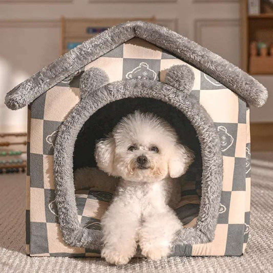 Foldable Dog House Kennel Bed Mat For Small Medium Dogs Cats Winter Warm Cat bed Nest Pet Products Basket Pets Puppy Cave Sofa TRENDYPET'S ZONE