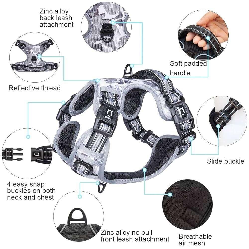 Gray No-Pull Dog Adjustable Harness with Easy Control Handle TrendyPet's Zone