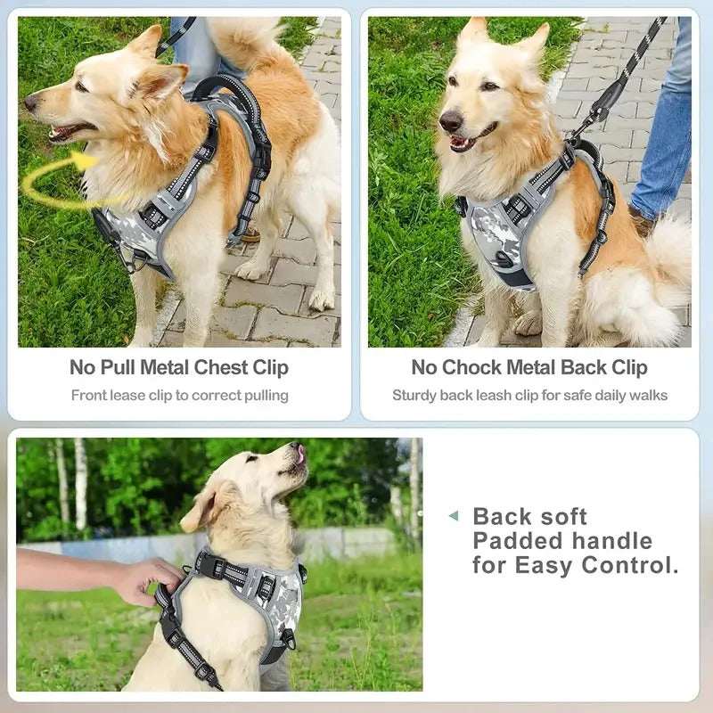 Gray No-Pull Dog Adjustable Harness with Easy Control Handle TrendyPet's Zone