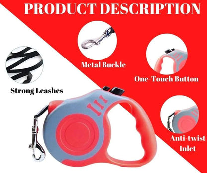 Gray Red Dog Leash 3m 5m Durable Leash Automatic Retractable Nylon Cat Lead Extension Puppy Walking Running Lead Roulette For Dog - TrendyPet's Zone