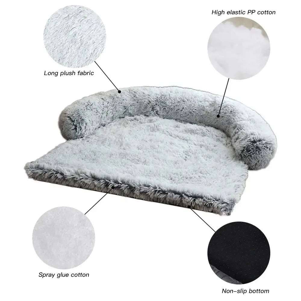 Gray Washable Removable Plush Pet Dog Bed Sofa House Mat Kennel Winter Warm Bed Pad Washable Dog Cushion Blanket Sofa Cover TRENDYPET'S ZONE