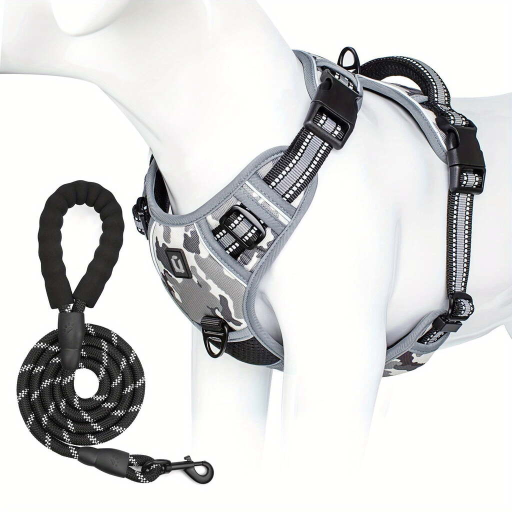 Gray No-Pull Dog Adjustable Harness with Easy Control Handle - TrendyPet's Zone