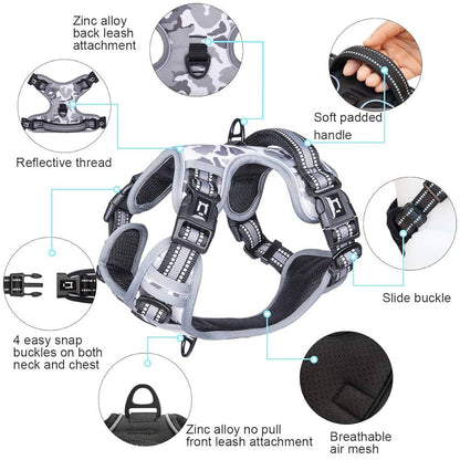 Gray No-Pull Dog Adjustable Harness with Easy Control Handle - TrendyPet's Zone