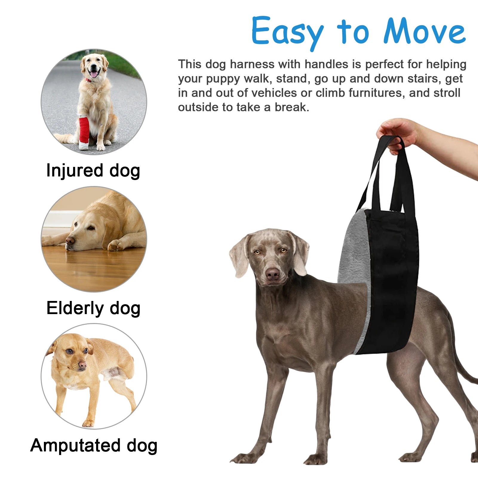 Gray Oxford Cloth Dog Sling for Hind Leg Support TrendyPet's Zone
