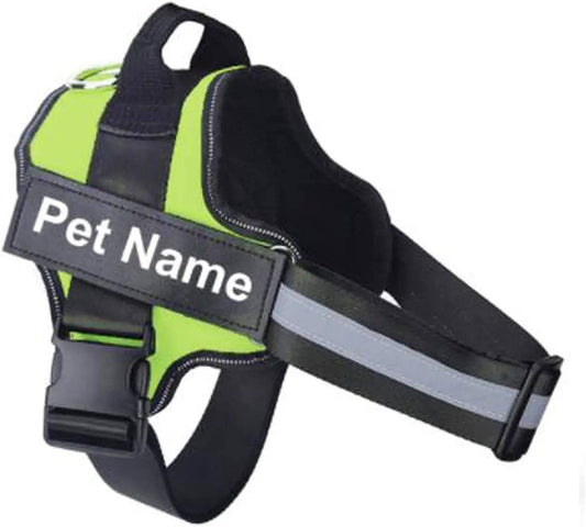 Green Dog Harness No Pull Reflective Breathable Pet Harness With Name For Dogs Custom Patch Adjustable Outdoor Walking Dog Supplies - TrendyPet's Zone