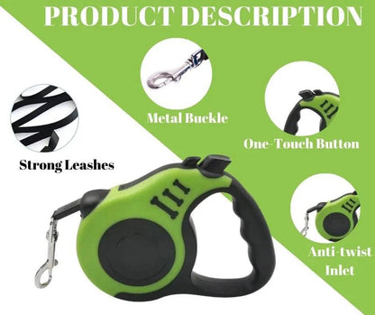 Green Dog Leash 3m 5m Durable Leash Automatic Retractable Nylon Cat Lead Extension Puppy Walking Running Lead Roulette For Dog - TrendyPet's Zone