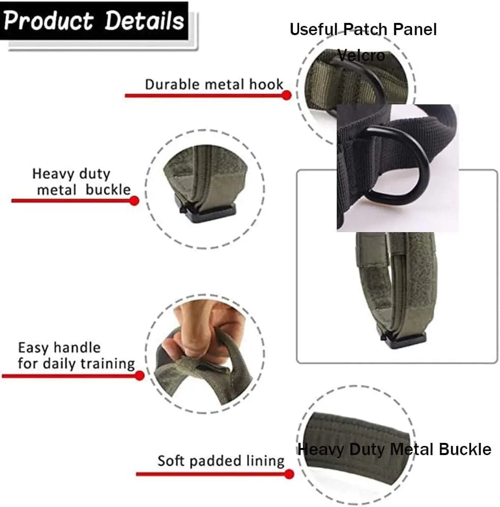 Green Durable Tactical Dog Collar Leash Set Military Pet Collars Heavy Duty For Dogs Training Accessories - TrendyPet's Zone