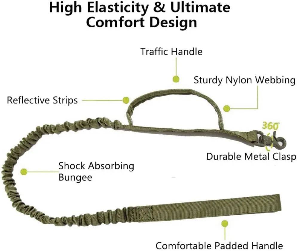 Green Durable Tactical Dog Collar Leash Set Military Pet Collars Heavy Duty For Dogs Training Accessories - TrendyPet's Zone