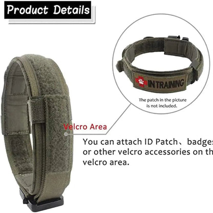 Green Durable Tactical Dog Collar Leash Set Military Pet Collars Heavy Duty For Dogs Training Accessories - TrendyPet's Zone