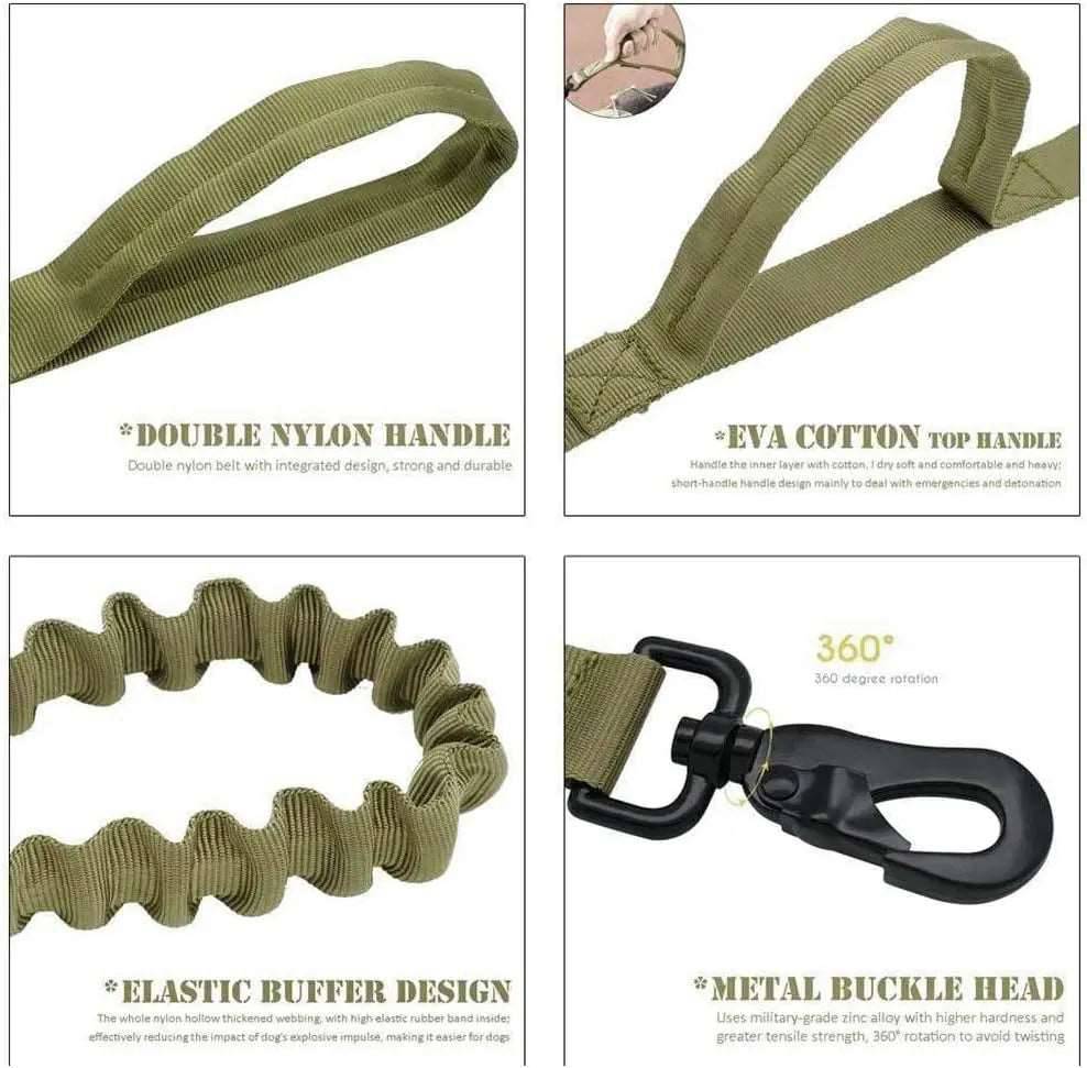 Green Durable Tactical Dog Collar Leash Set Military Pet Collars Heavy Duty For Dogs Training Accessories - TrendyPet's Zone