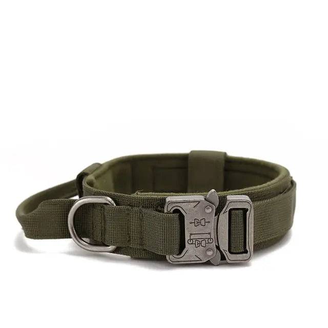 Green Durable Tactical Dog Collar Leash Set Military Pet Collars Heavy Duty For Dogs Training Accessories - TrendyPet's Zone