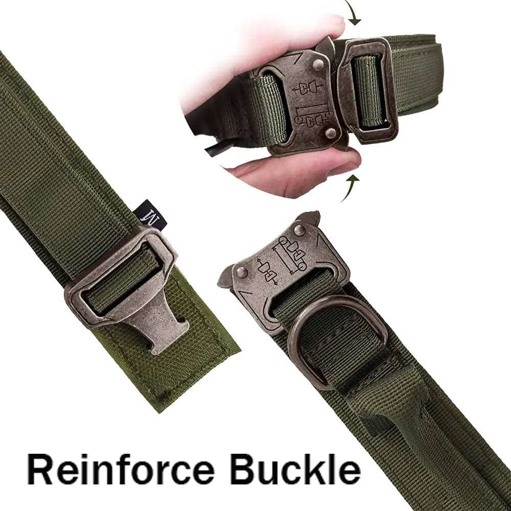 Green Durable Tactical Dog Collar Leash Set Military Pet Collars Heavy Duty For Dogs Training Accessories - TrendyPet's Zone