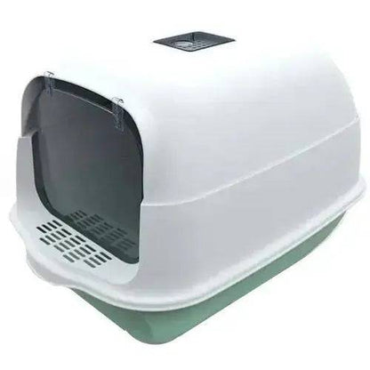Green Fully Enclosed - Semi-sealed Pet Cat Litter Box Anti-Splash Deodorant Cat Toilet Two-Way Litter Tray with Shovel Litter Tray - TrendyPet's Zone