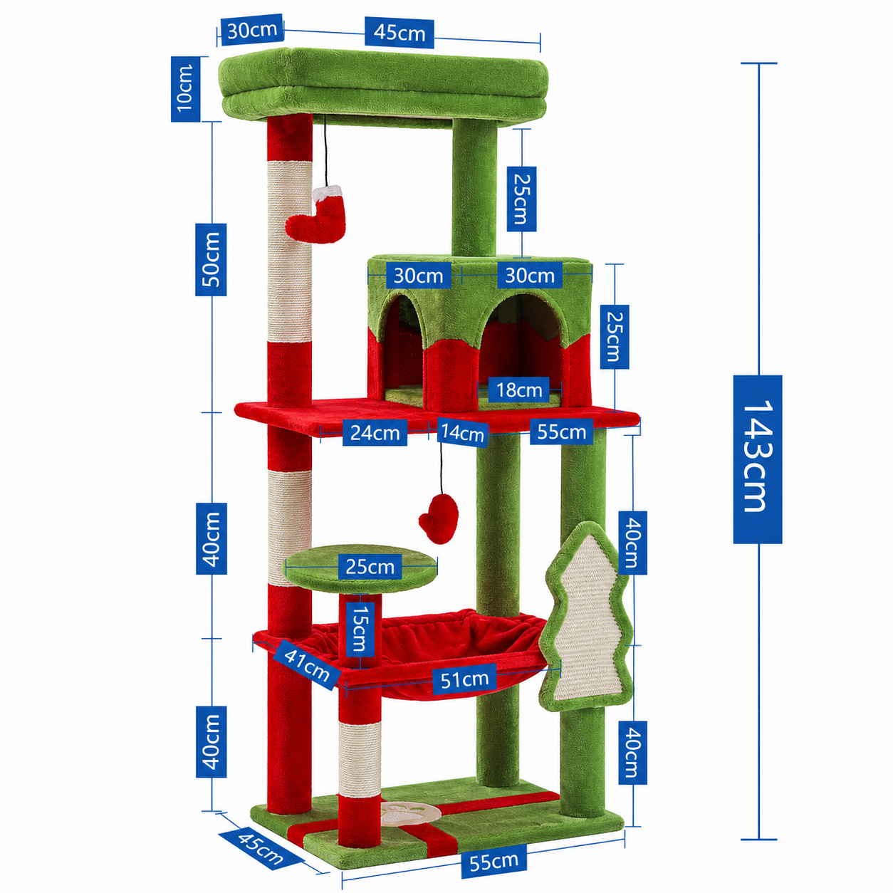 Green TrendyPet's Zone cat tree with plush platforms, sisal scratching posts, spacious hammock, and large condos for cats.