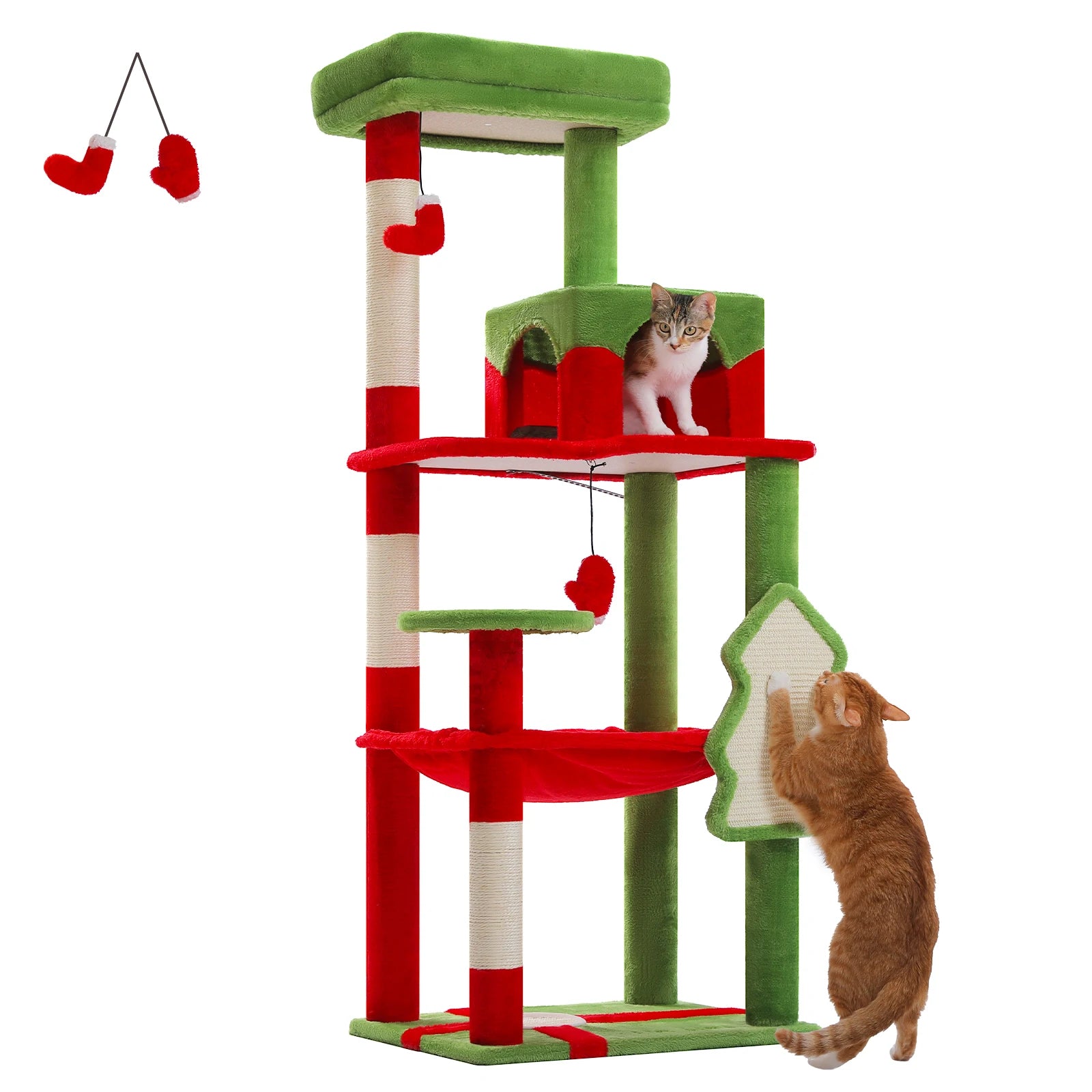 Green TrendyPet's Zone cat tree with plush platforms, sisal scratching posts, spacious hammock, and large condos for cats.