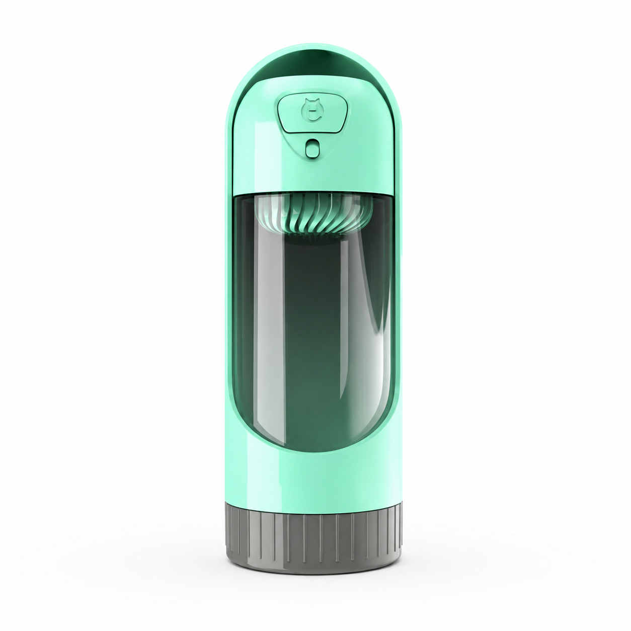 Green portable dog water bottle with built-in drinking bowl by TrendyPet's Zone, suitable for small and large dogs.