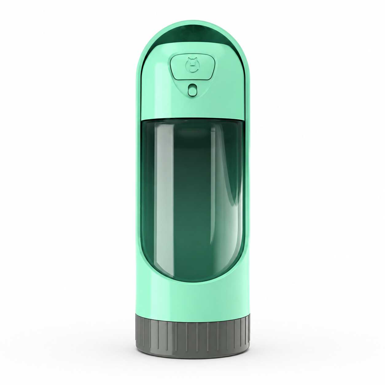 Green portable pet dog water bottle with built-in drinking bowl, ideal for small and large dogs from TrendyPet's Zone.