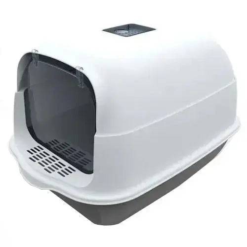 Grey Fully Enclosed - Semi-sealed Pet Cat Litter Box Anti-Splash Deodorant Cat Toilet Two-Way Litter Tray with Shovel Litter Tray - TrendyPet's Zone