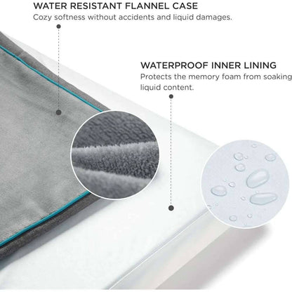 Grey Orthopedic Waterproof Dog Bed with Removable Washable Cover and Nonskid Bottom for Crate, Memory Foam Size 35" x 22" × 3" TrendyPet's Zone