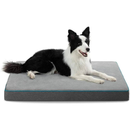 Grey Orthopedic Waterproof Dog Bed with Removable Washable Cover and Nonskid Bottom for Crate, Memory Foam Size 35" x 22" × 3" TrendyPet's Zone