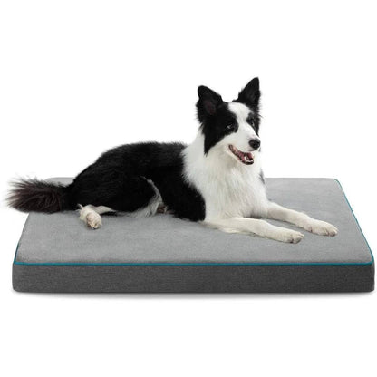 Grey Orthopedic Waterproof Dog Bed with Removable Washable Cover and Nonskid Bottom for Crate, Memory Foam Size 35" x 22" × 3" TrendyPet's Zone