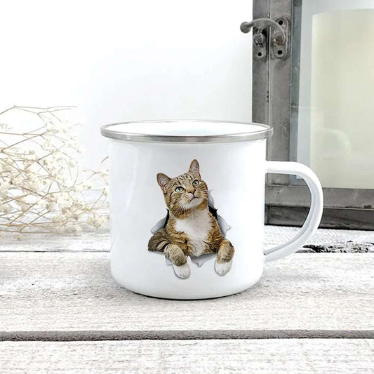 #05 Creative 3d Print Cat Enamel Coffee Tea Mugs Home Breakfast Dessert Cups with Handle TRENDYPET'S ZONE