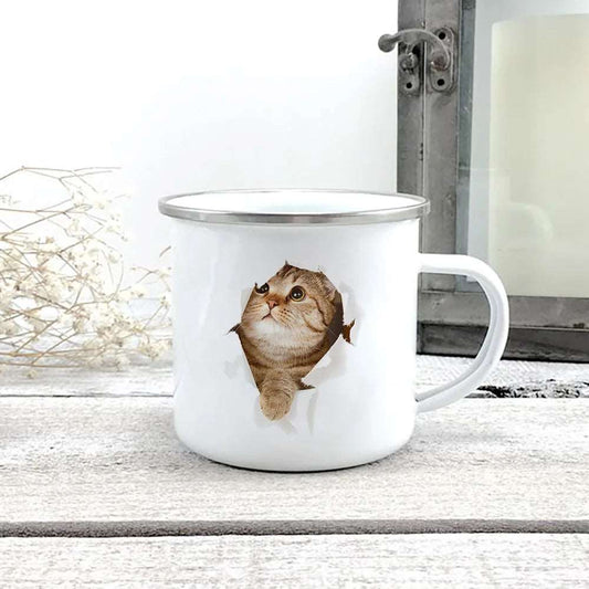 Creative 3d Print Cat Enamel Coffee Tea Mugs Home Breakfast Dessert Milk Oat Cups with Handle Water Mug for Love Cat People Gift TRENDYPET'S ZONE