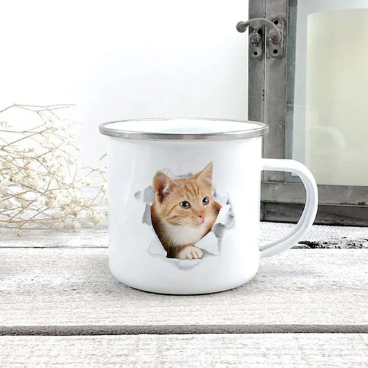 #07 Creative 3d Print Cat Enamel Coffee Tea Mugs Home Breakfast Dessert Cups with Handle TRENDYPET'S ZONE