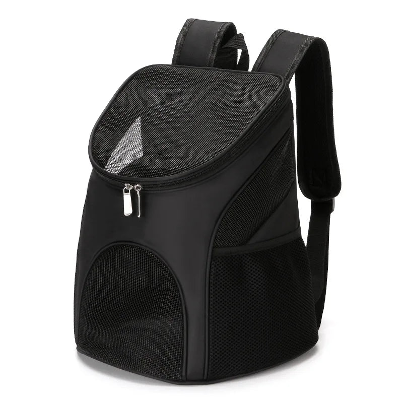 Black Portable Foldable Mesh Pet Carrier Dog Backpack Breathable Bag Dog Cat Large Capacity Outdoor Travel Carrier Double Shoulder Bag